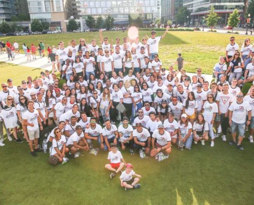 group of employees at company event